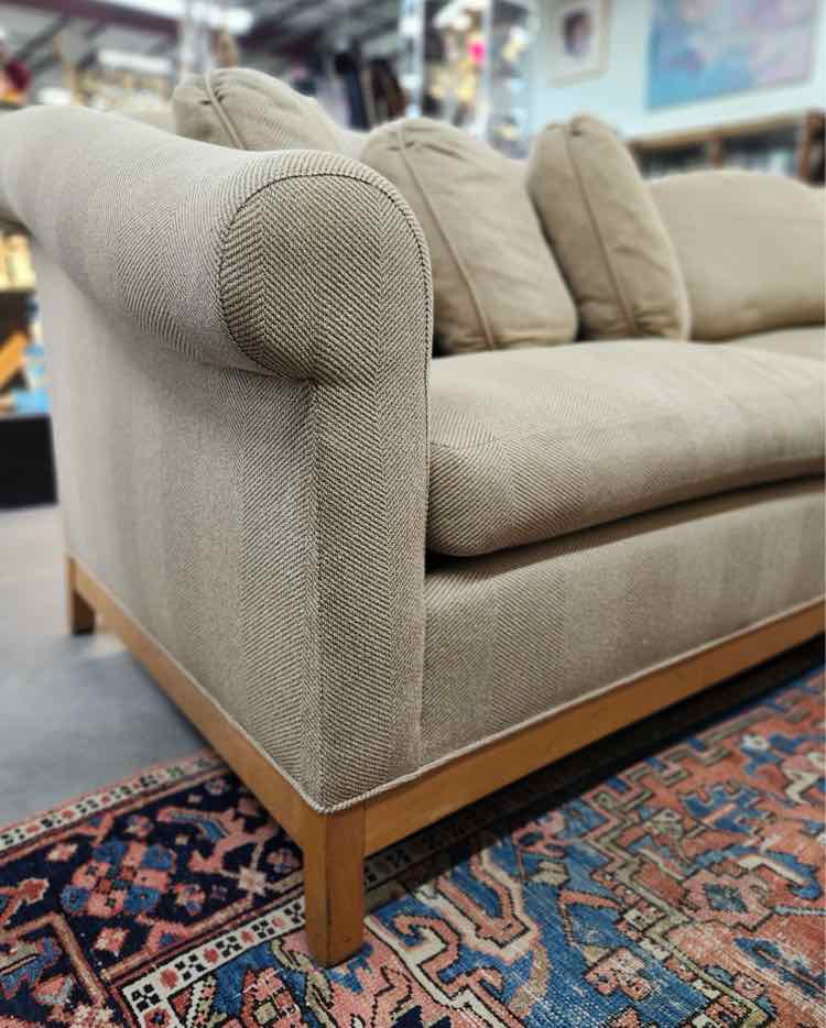 Herring Bone Style Custom Tan Sofa