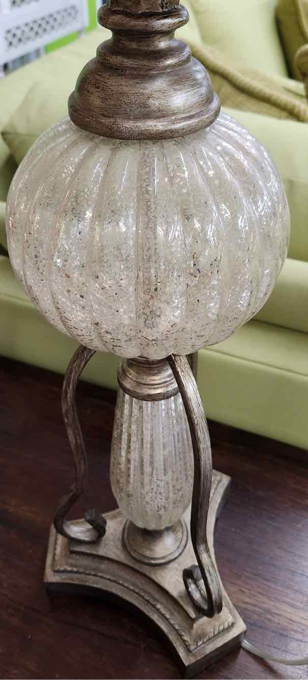 Pair of Mercury Glass & Metal Lamps