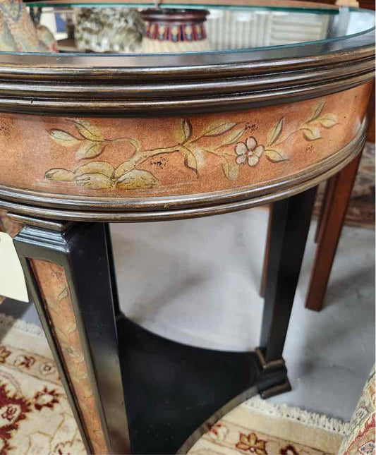 Round Hand Painted End Table