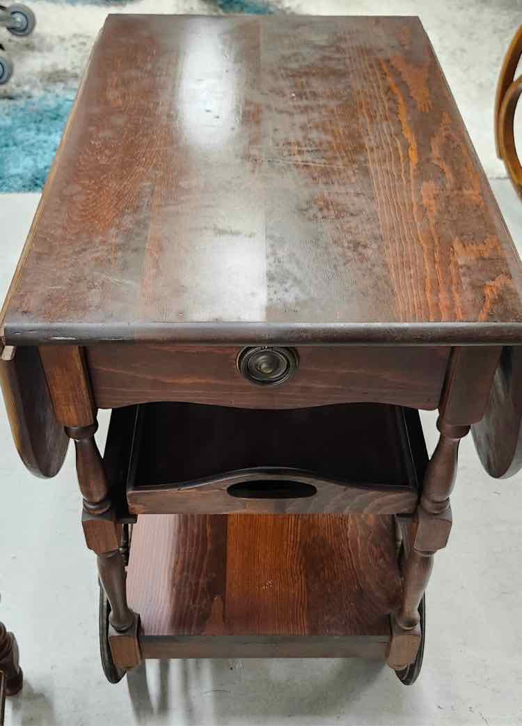 Antique Drop Leaf Serving Cart
