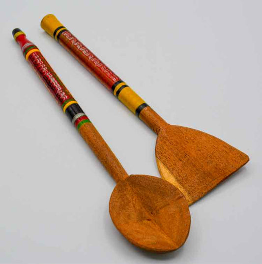 2 Kutch Craft Turned Wood Server