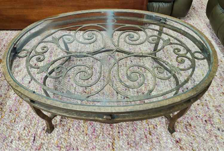 Oval Bronze Scroll Coffee Table