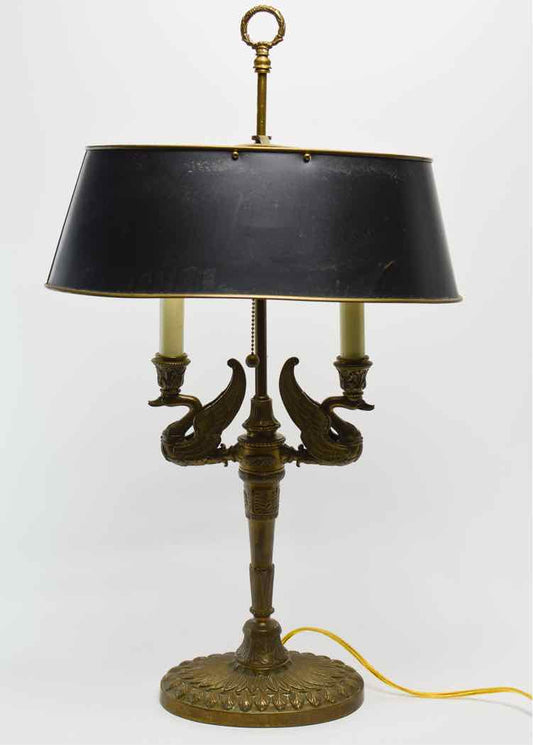 French Brass Swan Lamp