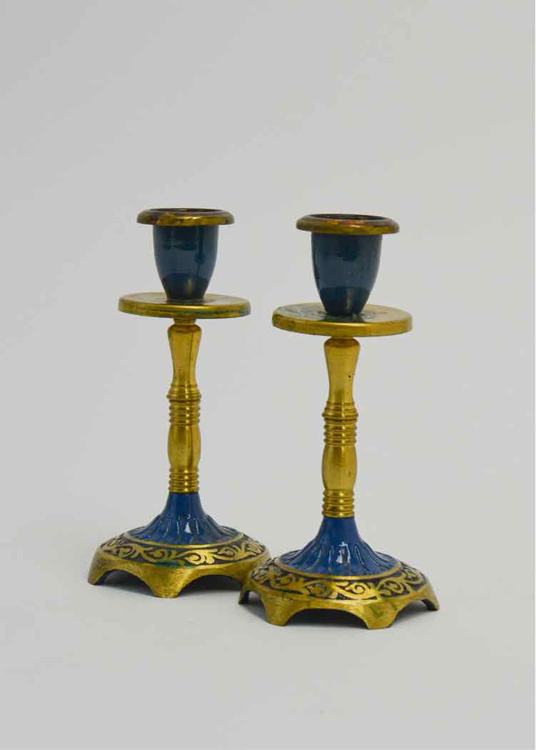 Israel Brass/Turquoise Candleholders