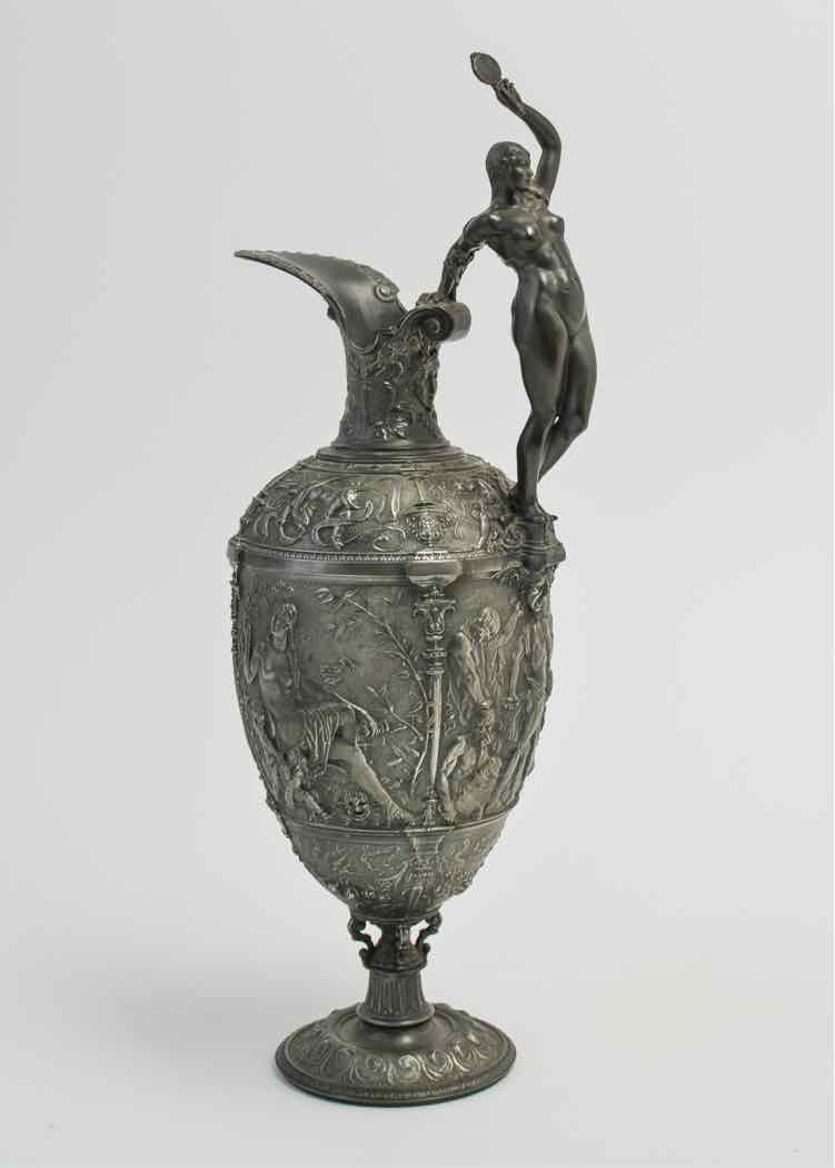 Silver Jules-Paul Brateau 2Pc.Pewter Pitcher & Tray