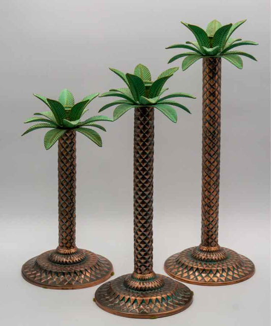 Vintage Palm Tree Taper Candle Holders