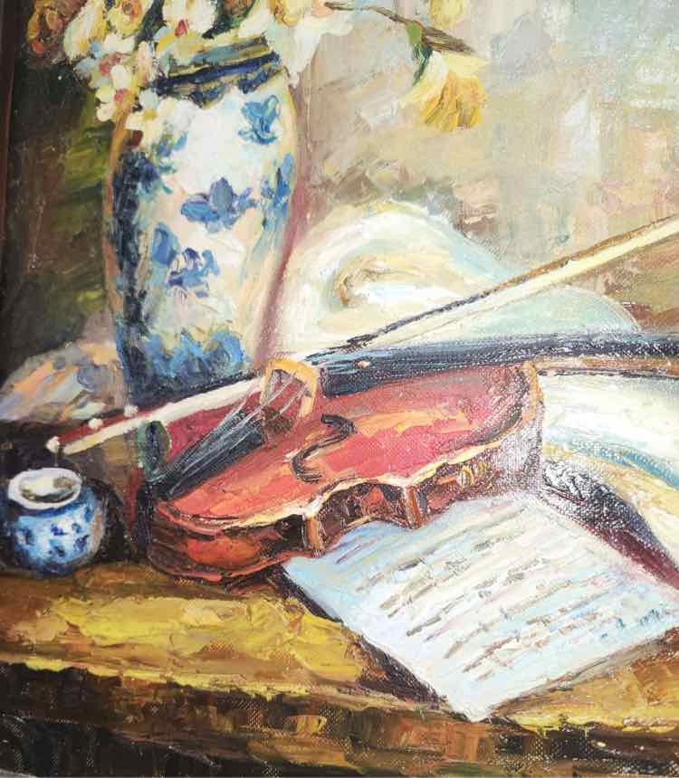 'Still Life w/ Violin' Oil Art