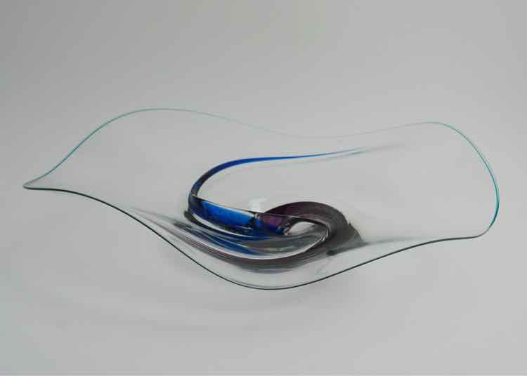Barry Entner Signed Purple & Blue Swirl Glass Bowl