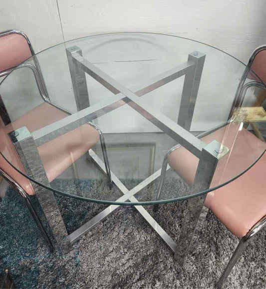 Amalfi Style Glass & Chrome Dinette Table