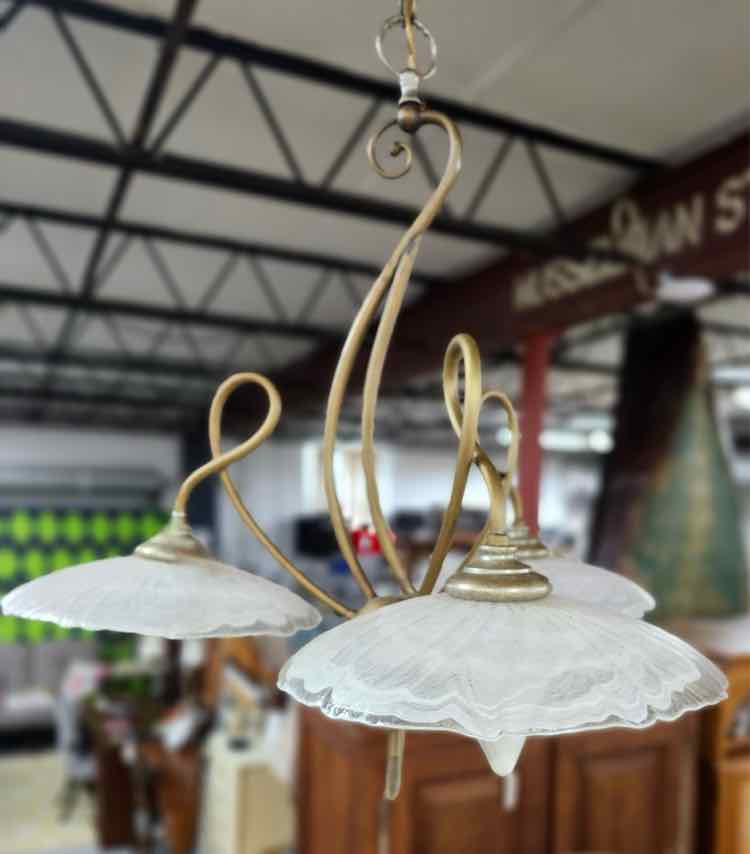 Vtg. "Deco" Style Murano Glass Chandelier