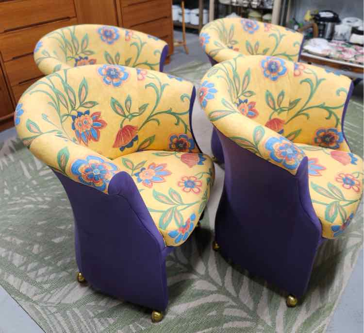 4 Carson Purple & Yellow Chairs