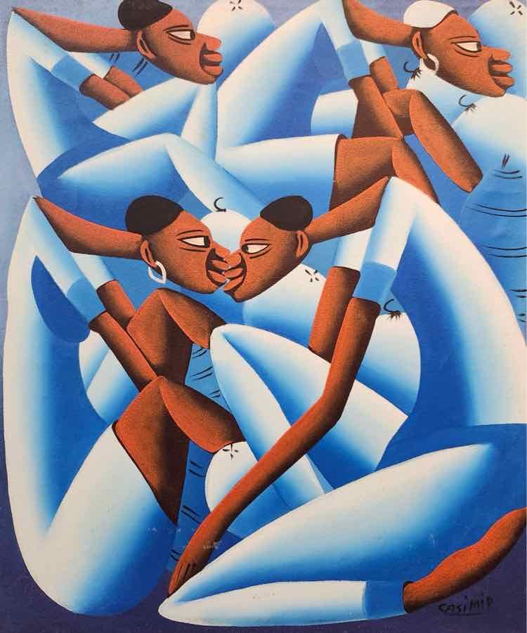 Haitian Abstract Figural Acrylic on Cotton Casimir Art