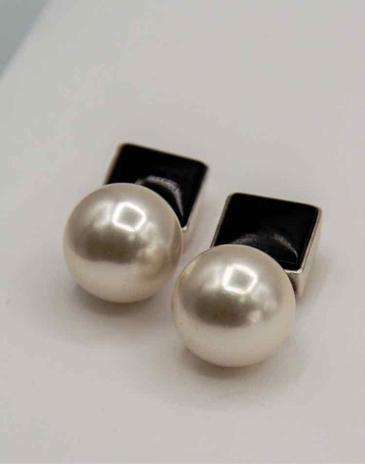 Pearl and Onyx Earrings