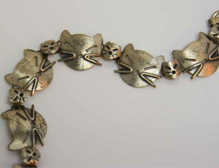 Sterling Cat Head Bracelet