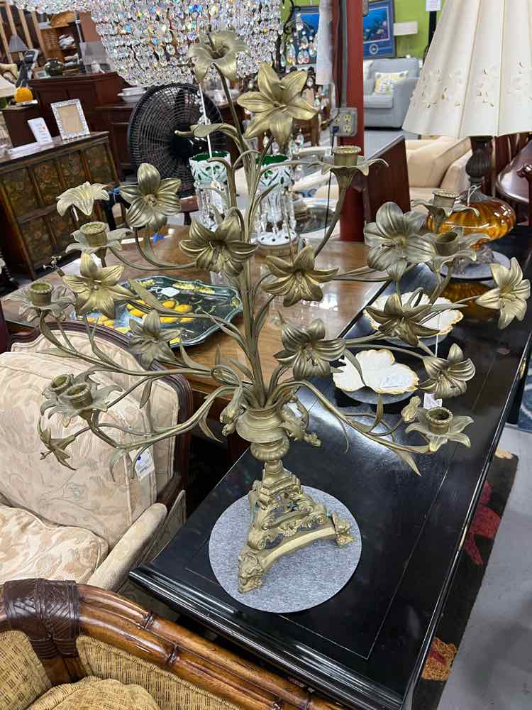 Goldtone Brass Candleholder