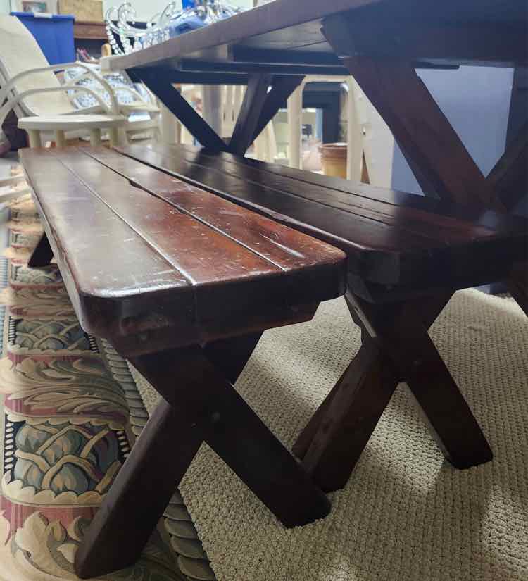 Dark Wood Picnic Table w/ Benches