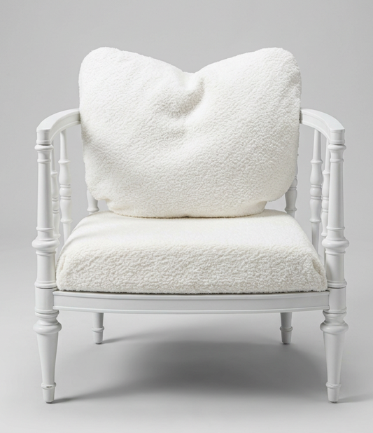 Vtg. White Wood Barrel Chair