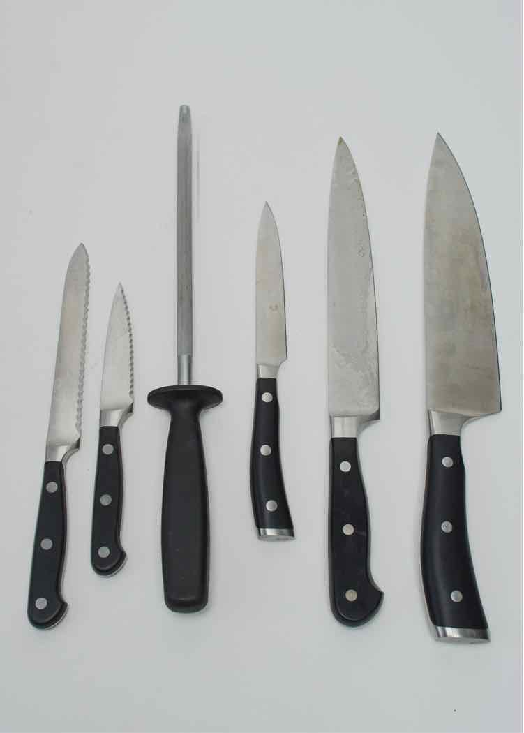 Henckels Block w/5 Wusthof Knives + Sharpener