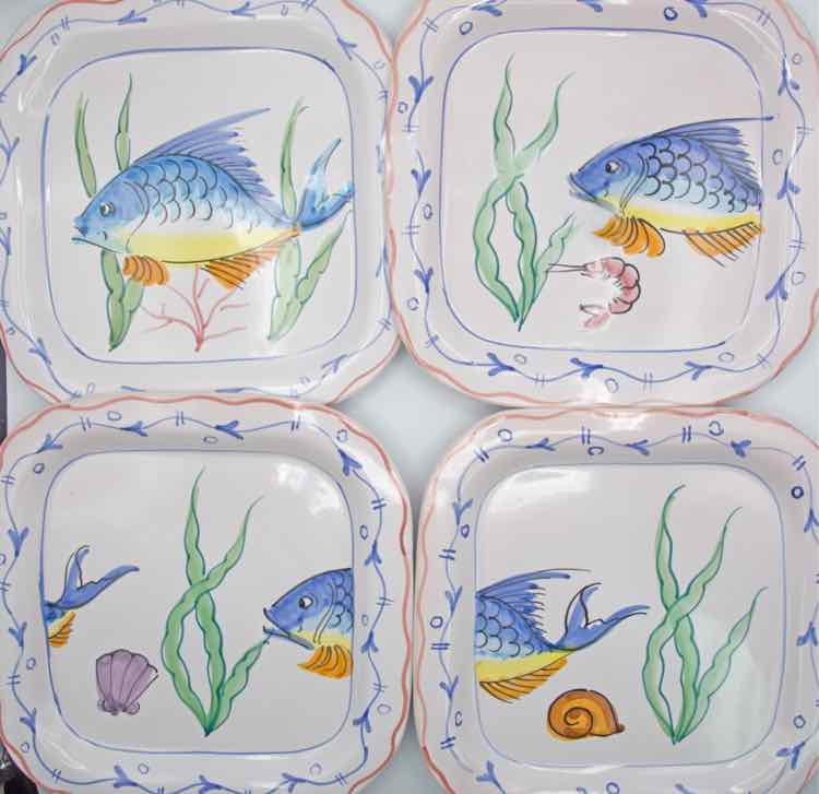 4 Vintage Vietri Hand Painted Plates