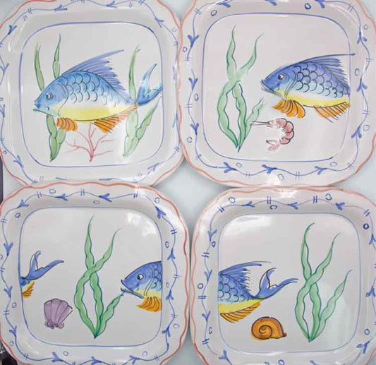 4 Vintage Vietri Hand Painted Plates