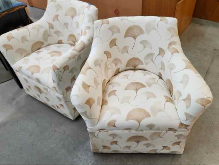 Pair of Chaddock Ginko Leaf Swivel Chairs