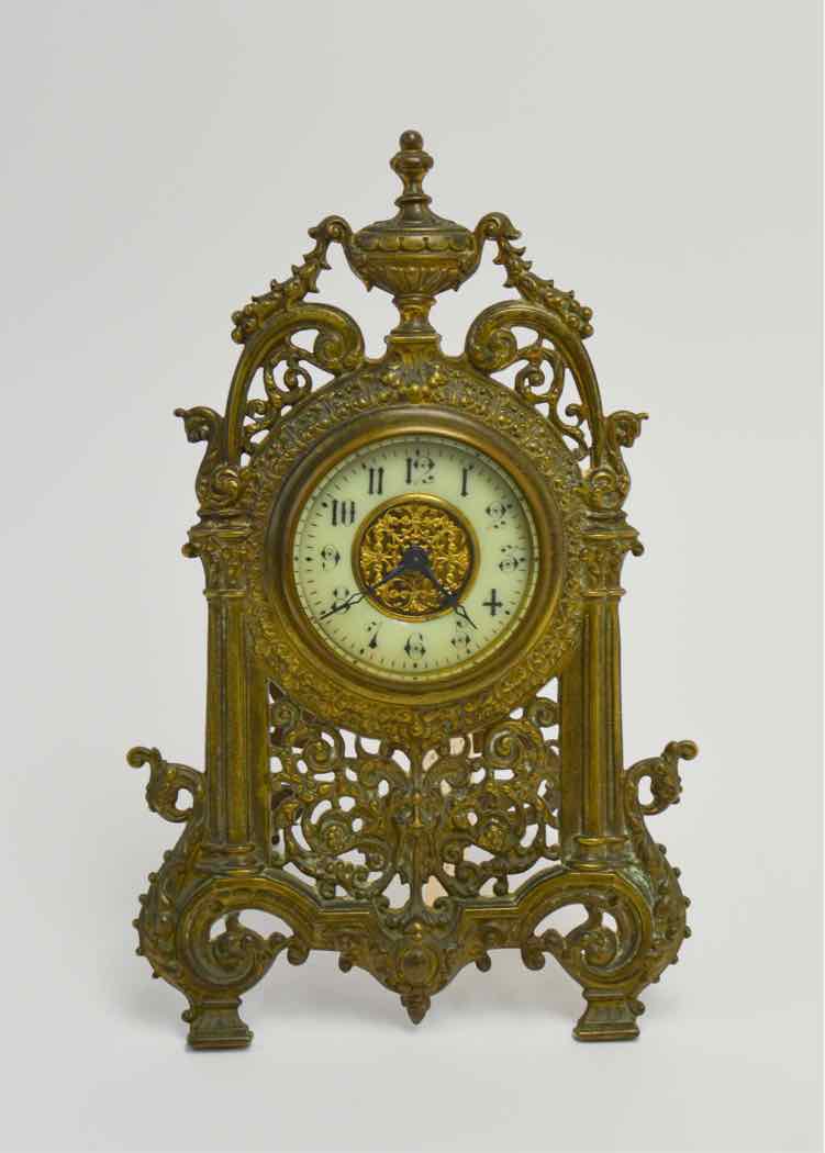 1800's Ornate Victorian Brass Mantel Clock