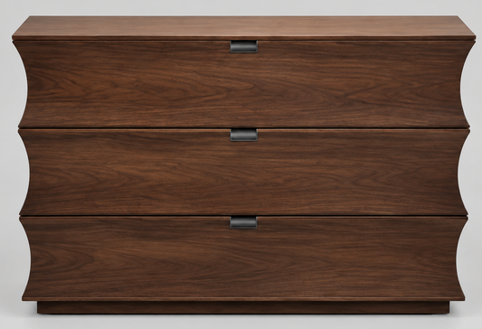 Pair of Curved 3 Drawer Nightstand