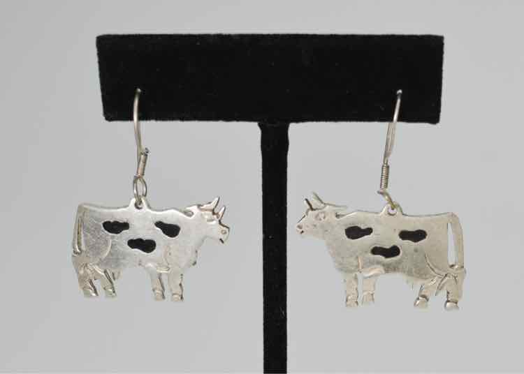 Silver Cow Earring