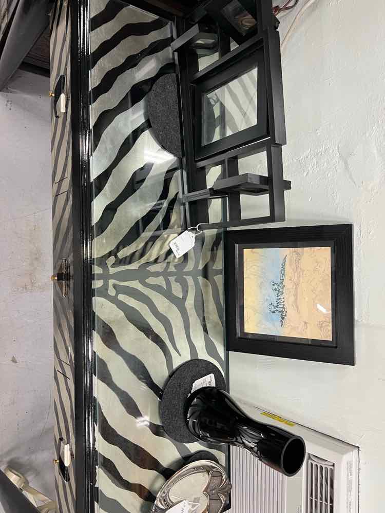 Silver & Black Zebra Entry Table & Mirror