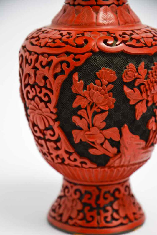 Hand Carved Cinnabar Vase