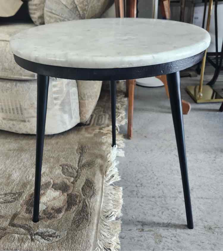 Round Marble Top & Wood Table