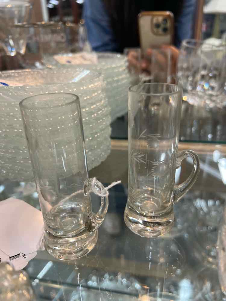 Vintage Pair Etched Glass