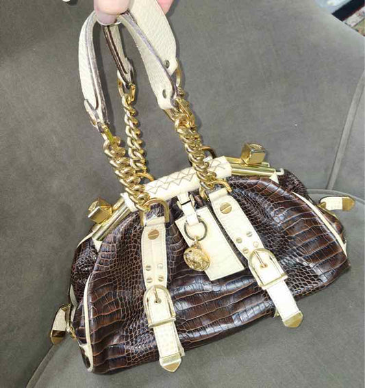 Versace Brown/Cream Leather Bag