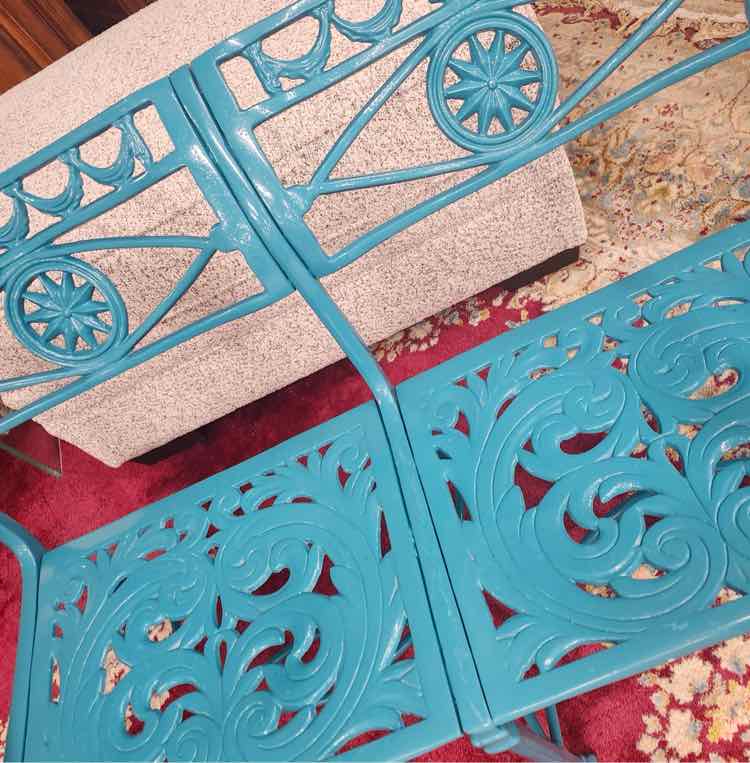 Hollywood Regency Turquoise Koi Bench