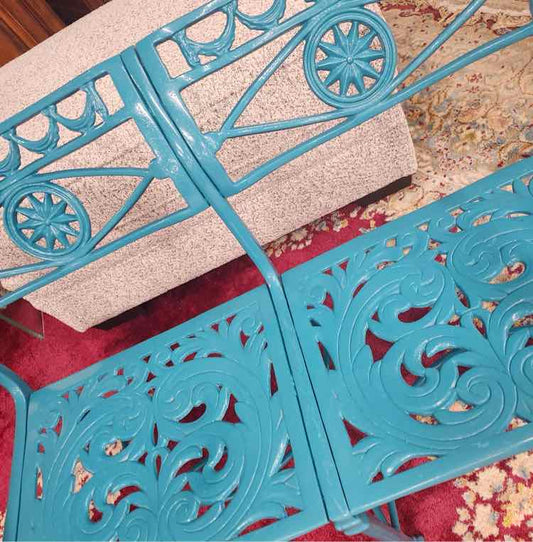 Hollywood Regency Turquoise Koi Bench