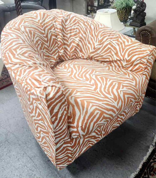 Orange Zebra Print Swivel Chair