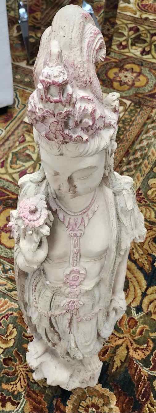 40" Quan Yin Goddess Cream/Pink Statue