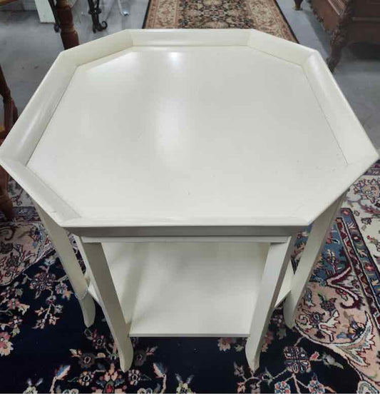 White Octagonal End Table