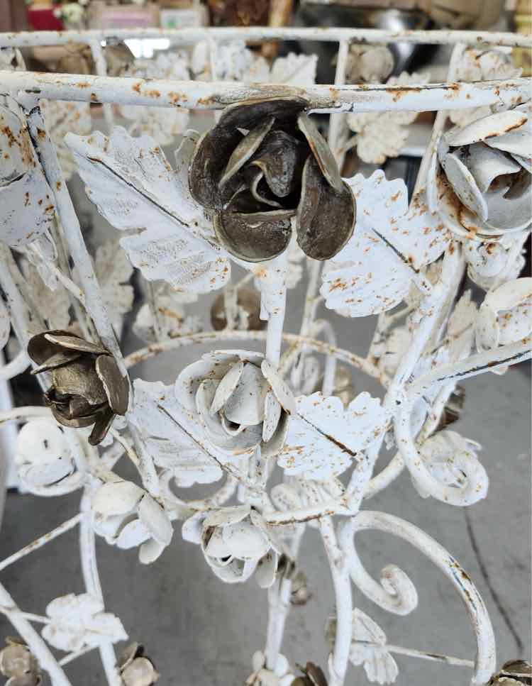 French Floral Wrought Iron Plant Stand