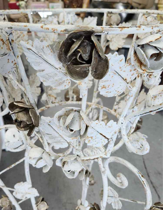 French Floral Wrought Iron Plant Stand
