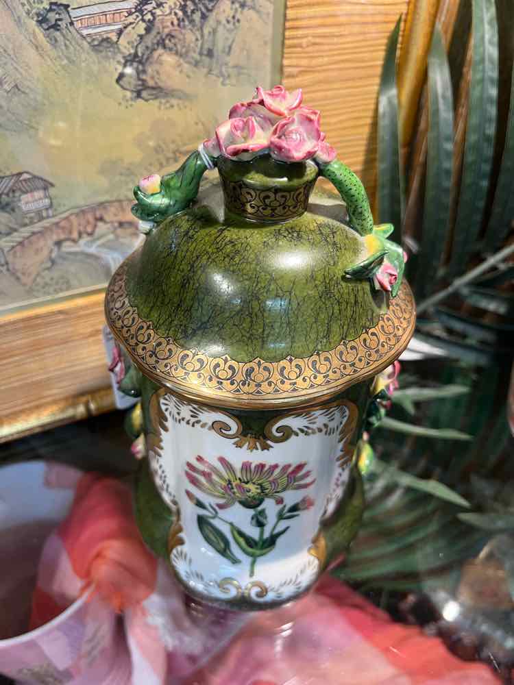 hand painted lidded jar