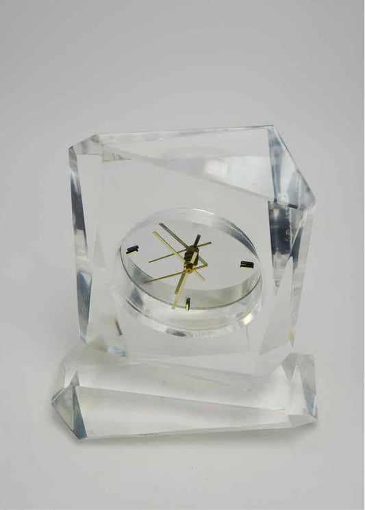 Lucite Asymmetrical Desk Clock