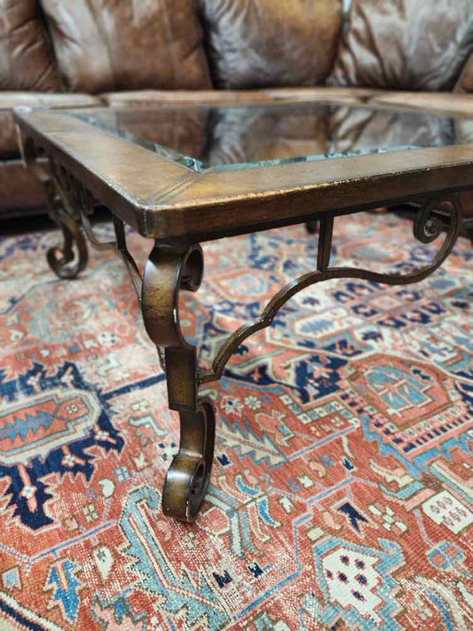 Leather Top/Glass Coffee Table