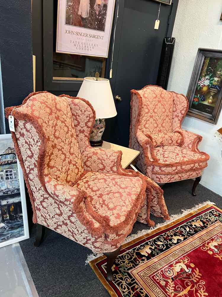 Pair of Wing Back Chairs w/Fringe