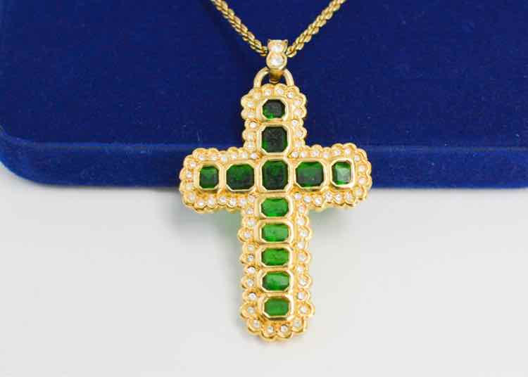 Camrose & Kross JBK Green Rhinestone Cross