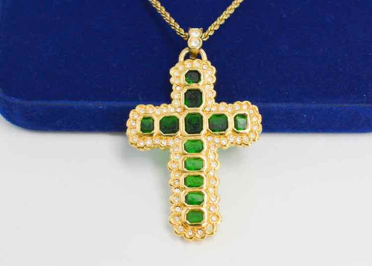 Camrose & Kross JBK Green Rhinestone Cross