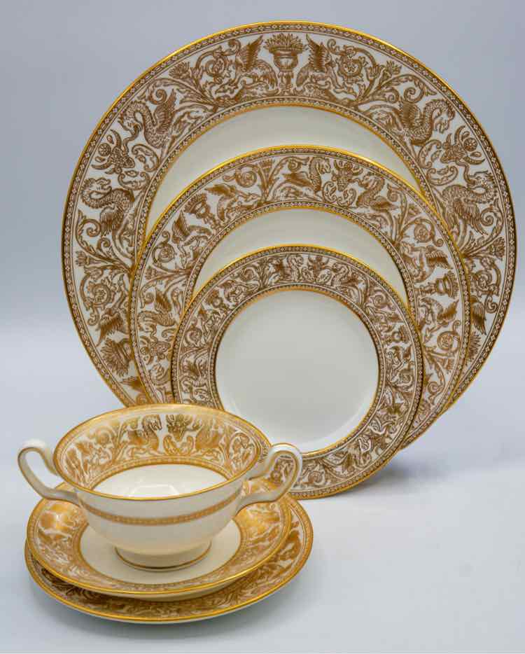 Gold Florentine Wedgewood Dinner Set