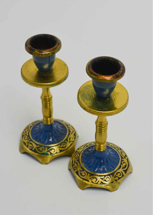 Israel Brass/Turquoise Candleholders