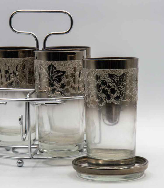 Silver Rim Barware Set