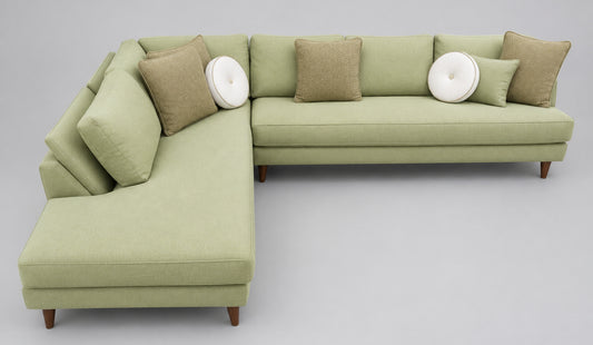 Custom Krevat Pistachio Sectional w/Pillows